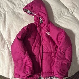 Toddler Girls Reversible North Face Winter Coat.